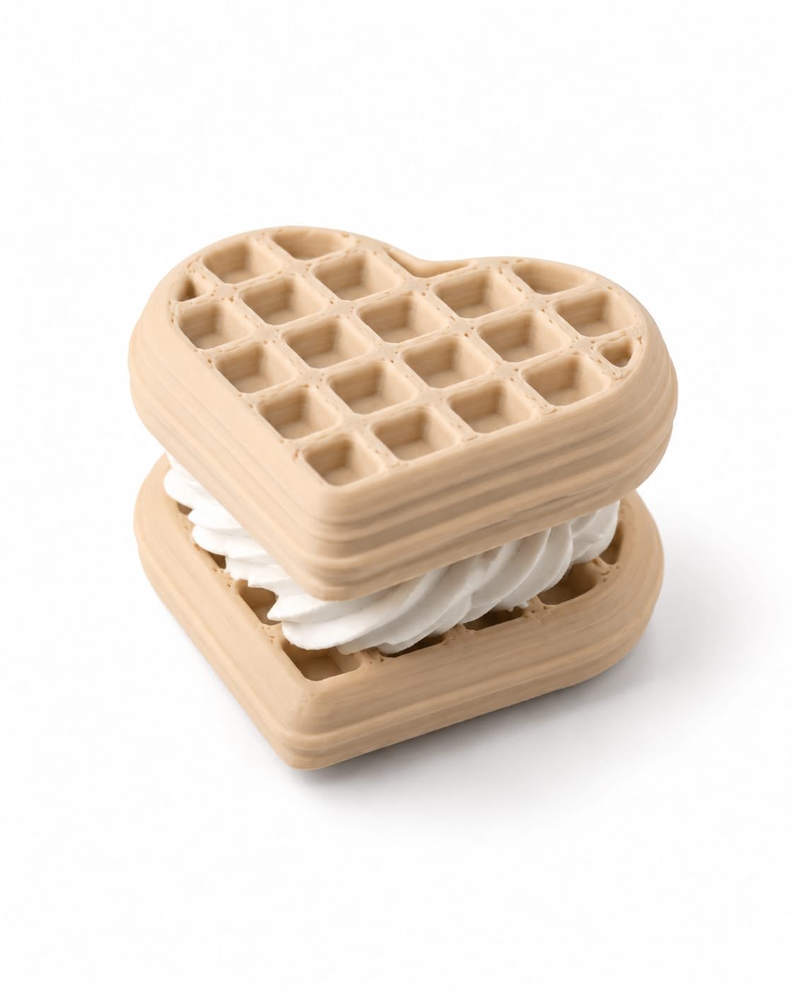 Fidget Piclick de waffle de coração com recheio de creme e topo clicável